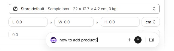 Close-up screenshot of the Shopify Sidekick AI prompt input bar inside the dashboard interface.
